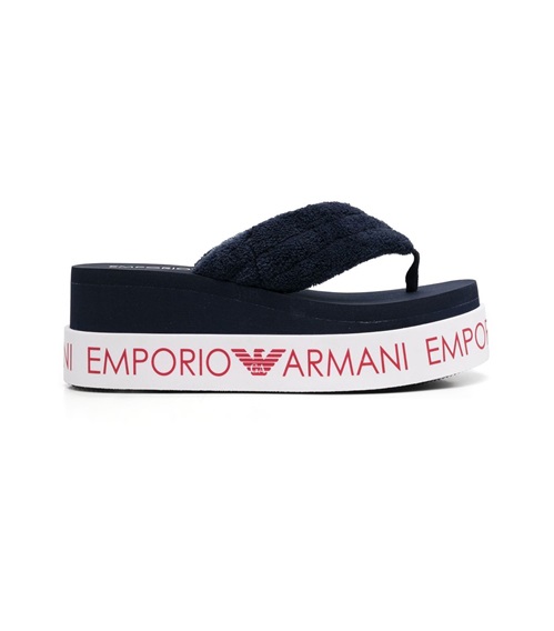 Emporio Armani Women's Platforms Logo Print  Flip-Flop