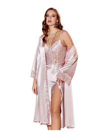 FMS Women's Set Satin Nightdress-Robe Sarah Joan Lace Sleeves  Wedding Set