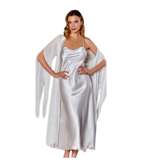 FMS Women's Set Satin Nightdress-Robe Angel  Nightdresses