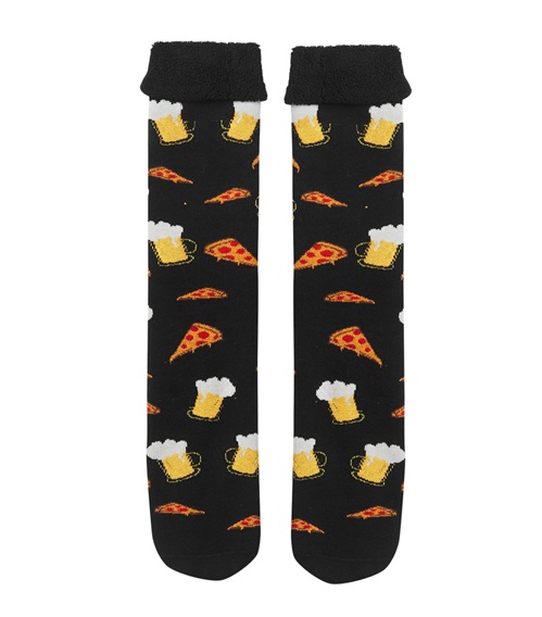 FMS Men's Socks-Slippers Full Towel Antislip Pizza  Socks