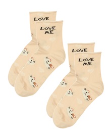 FMS Γυναικείες Κάλτσες Ημίκοντες Χωρίς Λάστιχο Love Me - 2 Ζεύγη  Κάλτσες