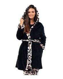 Secret Point Women's Robe Fleece Leopard  Robes
