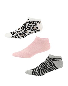 DKNY Women's Ankle Socks Madeline Animal Print - 3 Pairs  Socks