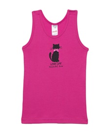 Minerva Kids Vest Girl Love Cat  T-shirts