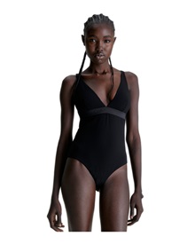 Calvin Klein Women's Swimwear One-Piece Plunge Core Tonal  One Piece Swimsuit