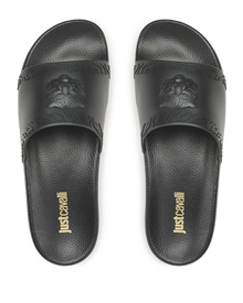 Just Cavalli Men's Slide Lion's Head  Slippers-Slides