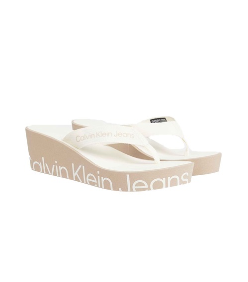 Calvin Klein Women's Wedge Full Logo  Slippers