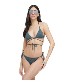 Emporio Armani Women's Swimwear Bikini Set Triangle-Slip Side-Tie Shinny  Bikini Set