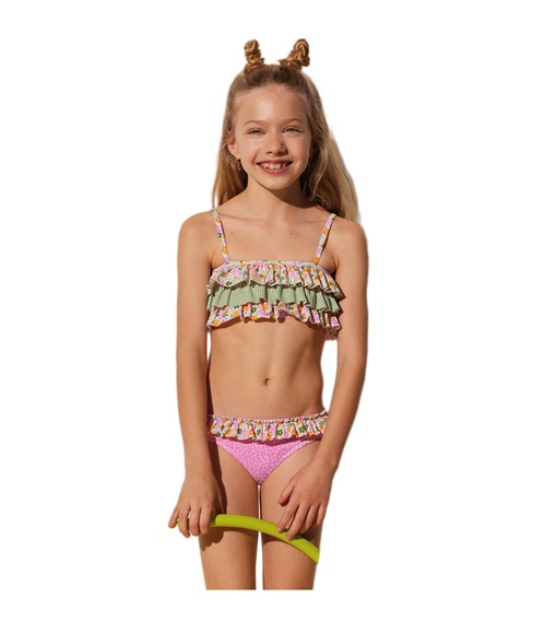 Ysabel Mora Παιδικό-Εφηβικό Μαγιό Bikini Set Κορίτσι Βολάν Flowers  Μαγιό