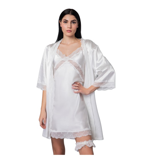 Milena Women's Robe Satin Narrow Lace  Robes