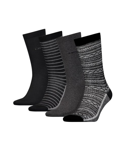 Levi's Ανδρικές Κάλτσες Regular Cut Denim Fair Isle - Συσκευασία Δώρου - 4 Ζεύγη  Κάλτσες