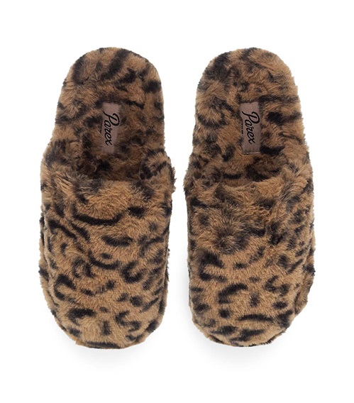 Parex Γυναικείες Παντόφλες Σπιτιού Fluffy Leopard  Παντόφλες