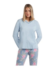 Admas Women's Pyjama Pink Blue Flowers  Pyjamas