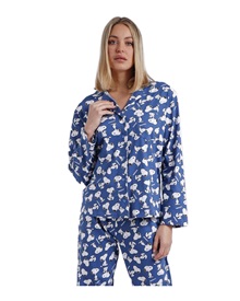 Admas Women's Pyjama Buttons Peanuts Snoopy Home  Pyjamas