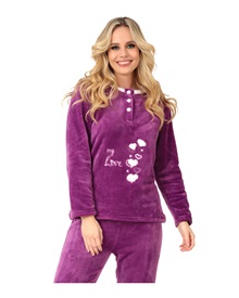 Lydia Creations Women's Pyjama Fleece My Love Hearts  Pyjamas