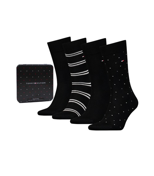 Tommy Hilfiger Ανδρικές Κάλτσες Stripe Dot Tin Συσκευασία Δώρου - 4 Ζεύγη  Κάλτσες