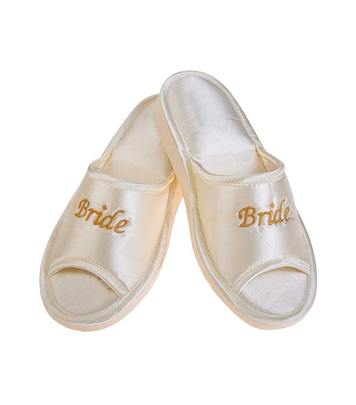 FMS Women's Bridal Slippers Open Satin Bride  Slippers