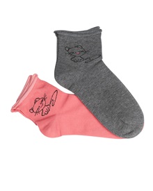 FMS Γυναικείες Κάλτσες Βαμβακερές Ημίκοντες Χωρίς Λάστιχο Σχέδια - 2 Ζεύγη  Κάλτσες