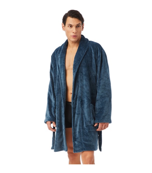 Minerva Men's Robe Fleece Pockets  Men's Pyjamas