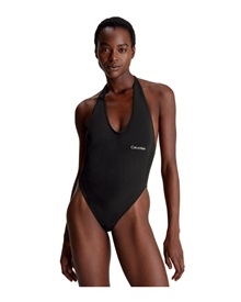 Calvin Klein Women's Swimwear One-Piece Halterneck CK Meta Essentials  One Piece Swimsuit