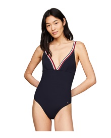 Tommy Hilfiger Women's Swimwear One-Piece Global Stripe  One Piece Swimsuit