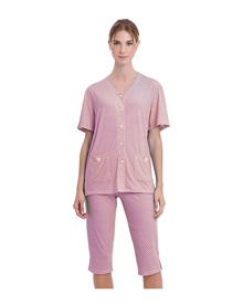 Giota Women's Pyjama Capri Pois Buttons  Pyjamas