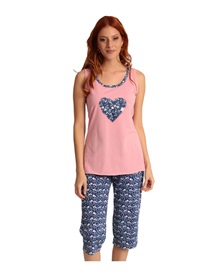 Lydia Creations Women's Pyjama Capri Heart  Pyjamas