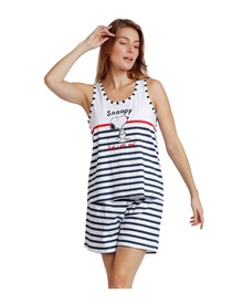 Admas Women's Pyjama Snoopy Stripes Sail With Me  Pyjamas