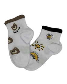 FMS Kids Ankle Socks Cotton Bears Sun - 2 Pairs  Socks