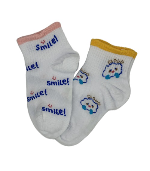 FMS Παιδικές Κάλτσες Βαμβακερές Ημίκοντες Smile Clouds - 2 Ζεύγη  Κάλτσες