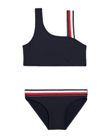 Tommy Hilfiger Kids Swimwear Bikini Set Bralette Signature Tape  Girls Swimwear