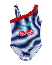 Energiers Kids Swimwear Girl One-Piece Stripes Cherry Ruffles  Girls Swimwear