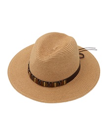 FMS Γυναικείο Καπέλο Ψάθινο Δερμάτινη Κορδέλα  Καπέλα