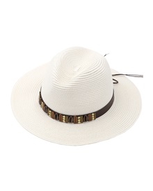 FMS Women's Hat Straw Leather Band  Hats