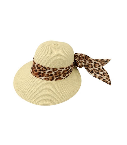 FMS Women's Hat Straw Leopard Band  Hats