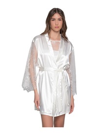 Milena Women's Bridal Robe Spidernet Lace Fringes  Robes