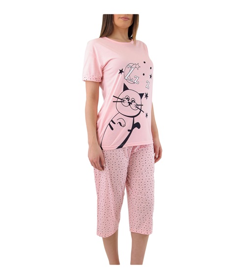 thumb image of FMS Women Pyjama Capri Cat Zzz - Composition : 100% Viscose