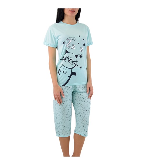 thumb image of FMS Women Pyjama Capri Cat Zzz - Composition : 100% Viscose