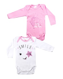 Minerva Baby Girl Bodysuit Smile Unicorn - 2 Pack  Infant