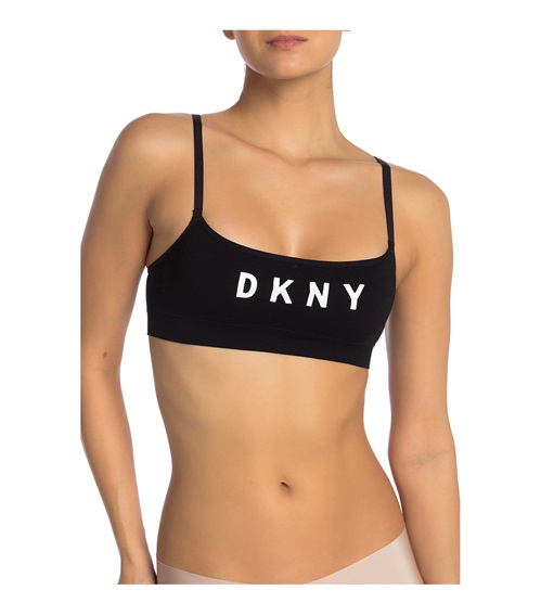 DKNY Women's Seamless Scoop Logo Bralette  Sports