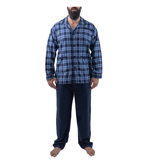FMS Men's Pyjama Buttons Checked  Pyjamas