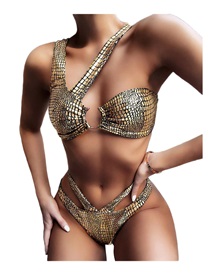FMS Γυναικείο Μαγιό Bikini Set Gold Crocodile  Μαγίο Μπικίνι Set