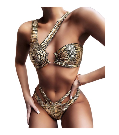 FMS Γυναικείο Μαγιό Bikini Set Gold Crocodile  Μαγιό Μπικίνι Set