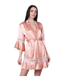 Milena Women's Robe Satin Pois Lace  Robes