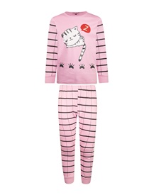 Energiers Kids Pyjama Girl Sleeping Cat  Pyjamas