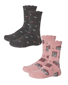 Ysabel Mora Παιδικές Κάλτσες Κορίτσι House Hearts - 2 Ζεύγη  Κάλτσες