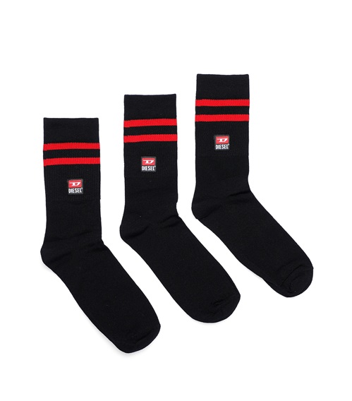 Diesel Ανδρικές Κάλτσες Stretch Cotton Stripes Cuffs D Logo - 3 Ζεύγη  Κάλτσες