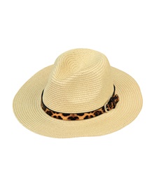 FMS Γυναικείο Καπέλο Ψάθινο Leopard Ζώνη  Καπέλα