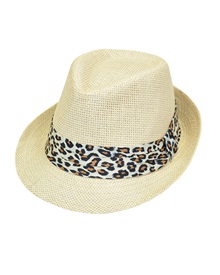 FMS Γυναικείο Καπέλο Καβουράκι Ψάθινο Leopard Κορδέλα  Καπέλα
