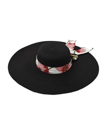 FMS Γυναικείο Καπέλο Ψάθινο Κορδέλα Leaf Print  Καπέλα